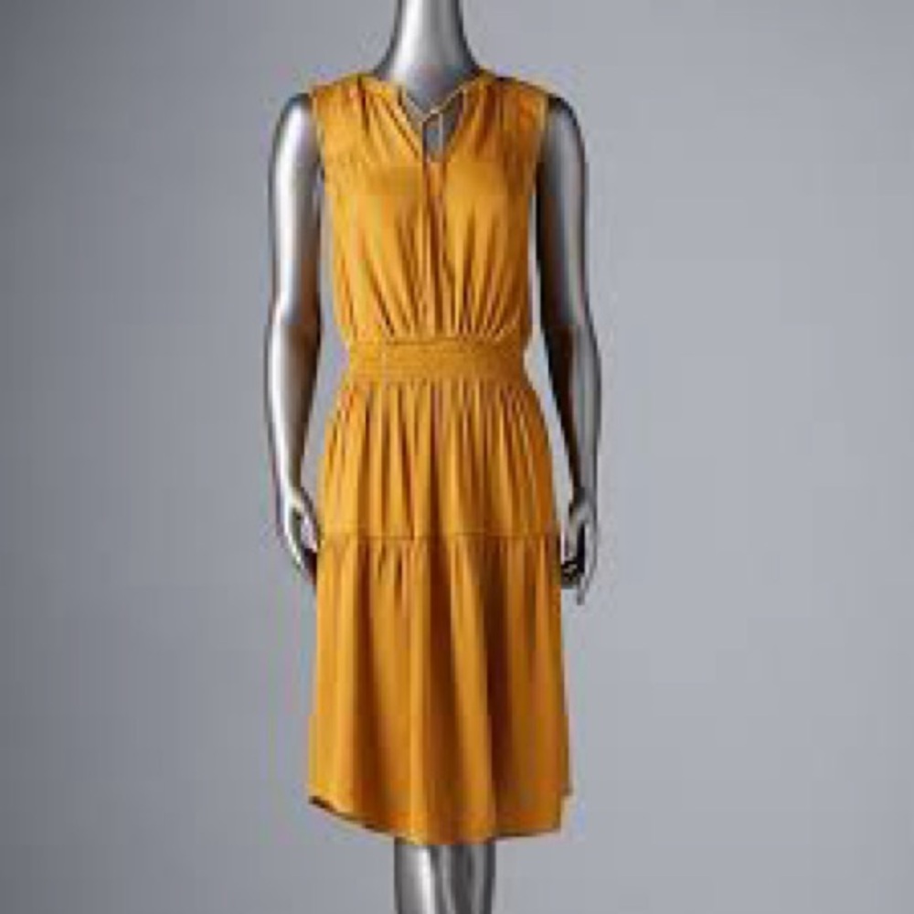 Simply Vera Wang mustard yellow midi dress